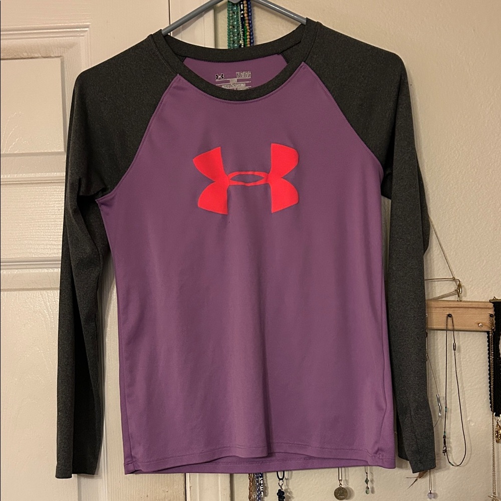 Under Armour Kids' Purple and Gray Long Sleeve Tee